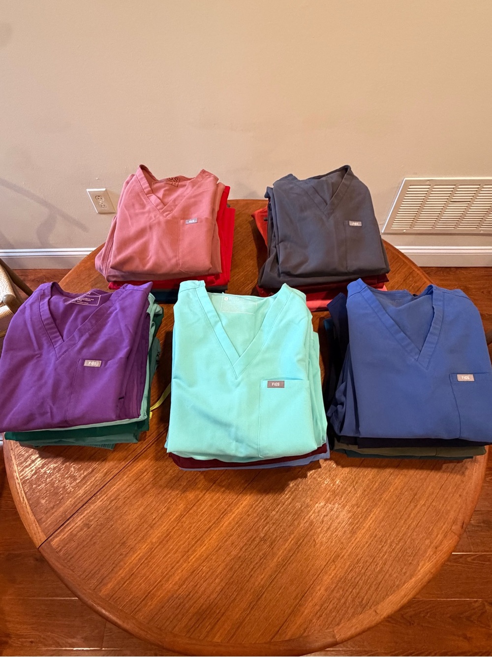 Figs Women's V-Neck Scrub Tops in Mint, Purple, Royal Blue, Coral, Gray, Teal